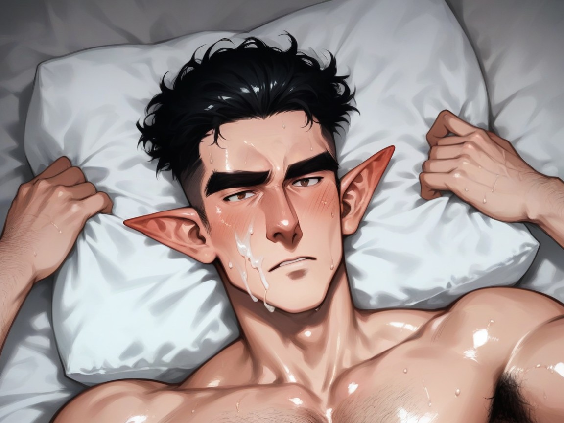Blunt Ears, Clean Shaven, Gaunt Face AI Gay Porn
