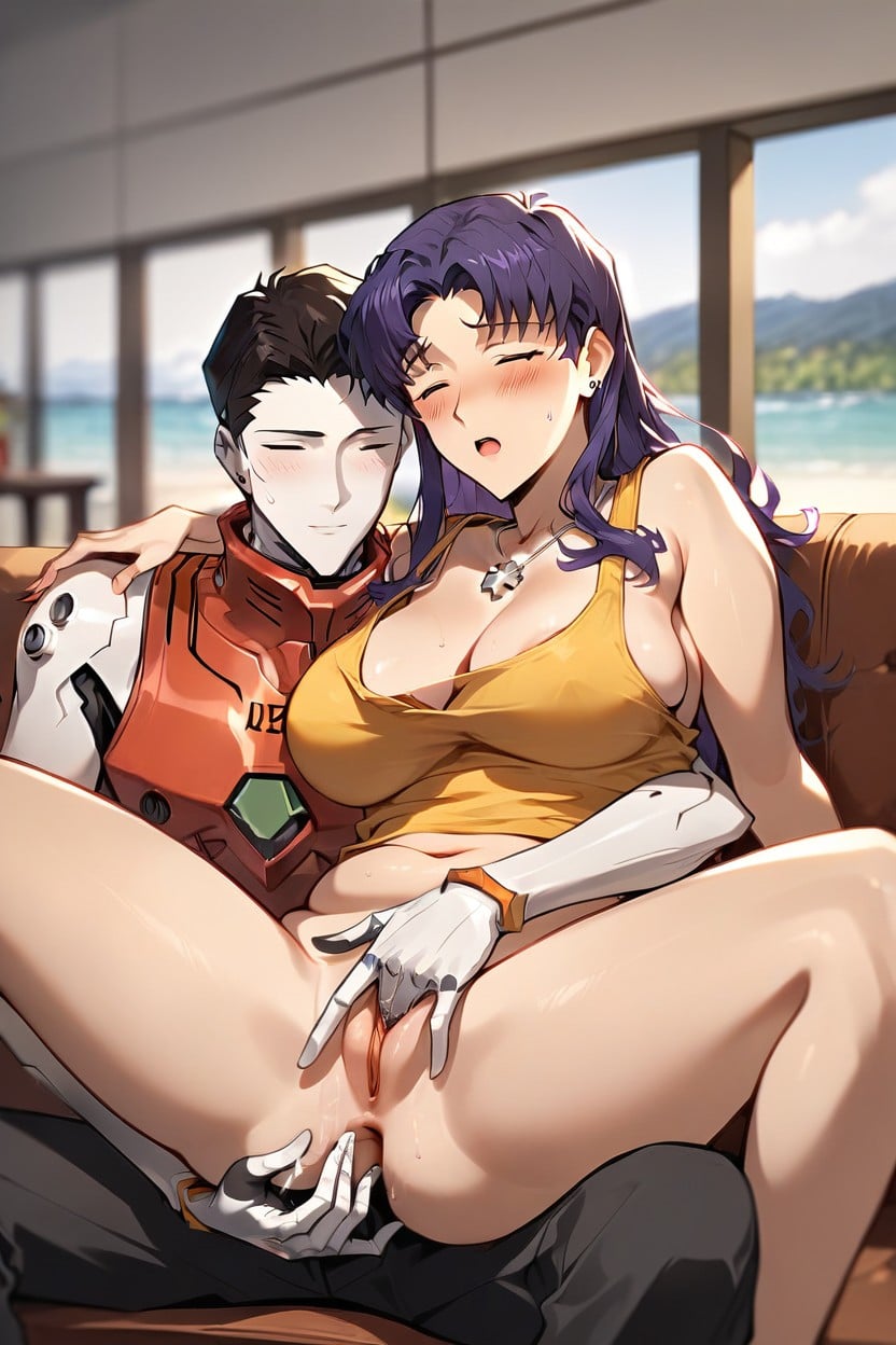 Mechanical Body Robot Male, Slightly Plump Body Woman, Puffy Labia Misato Hentai AI Porn