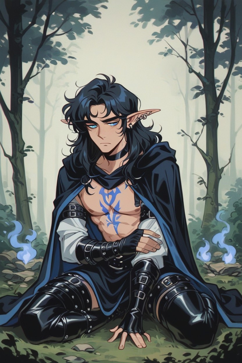 Enigmatic Tattoos, Attractive Appearance, Gothic Aesthetic Hentai AI Porn