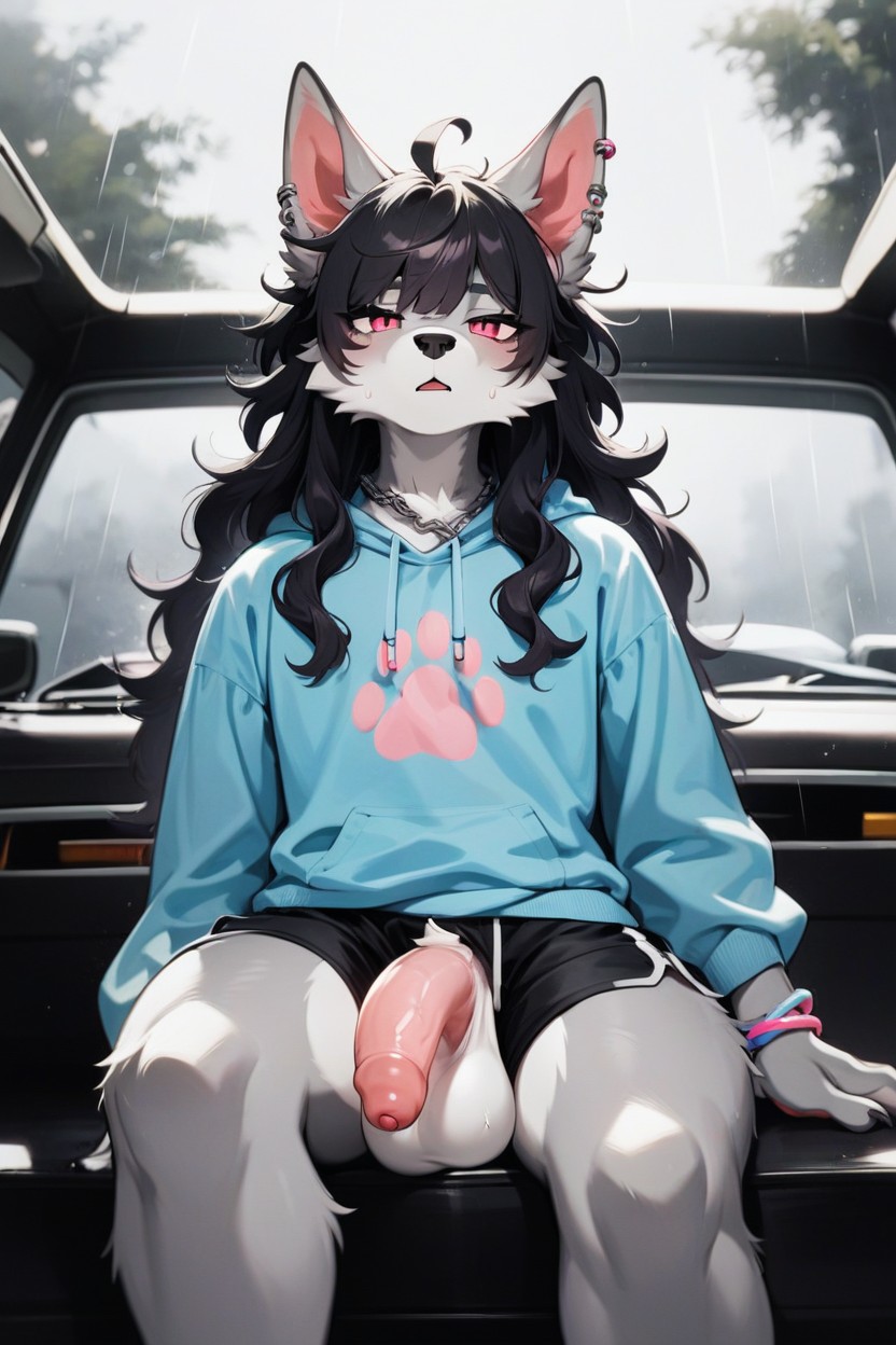 White Hair, Waist, Flaccid Penis Furry AI Porn