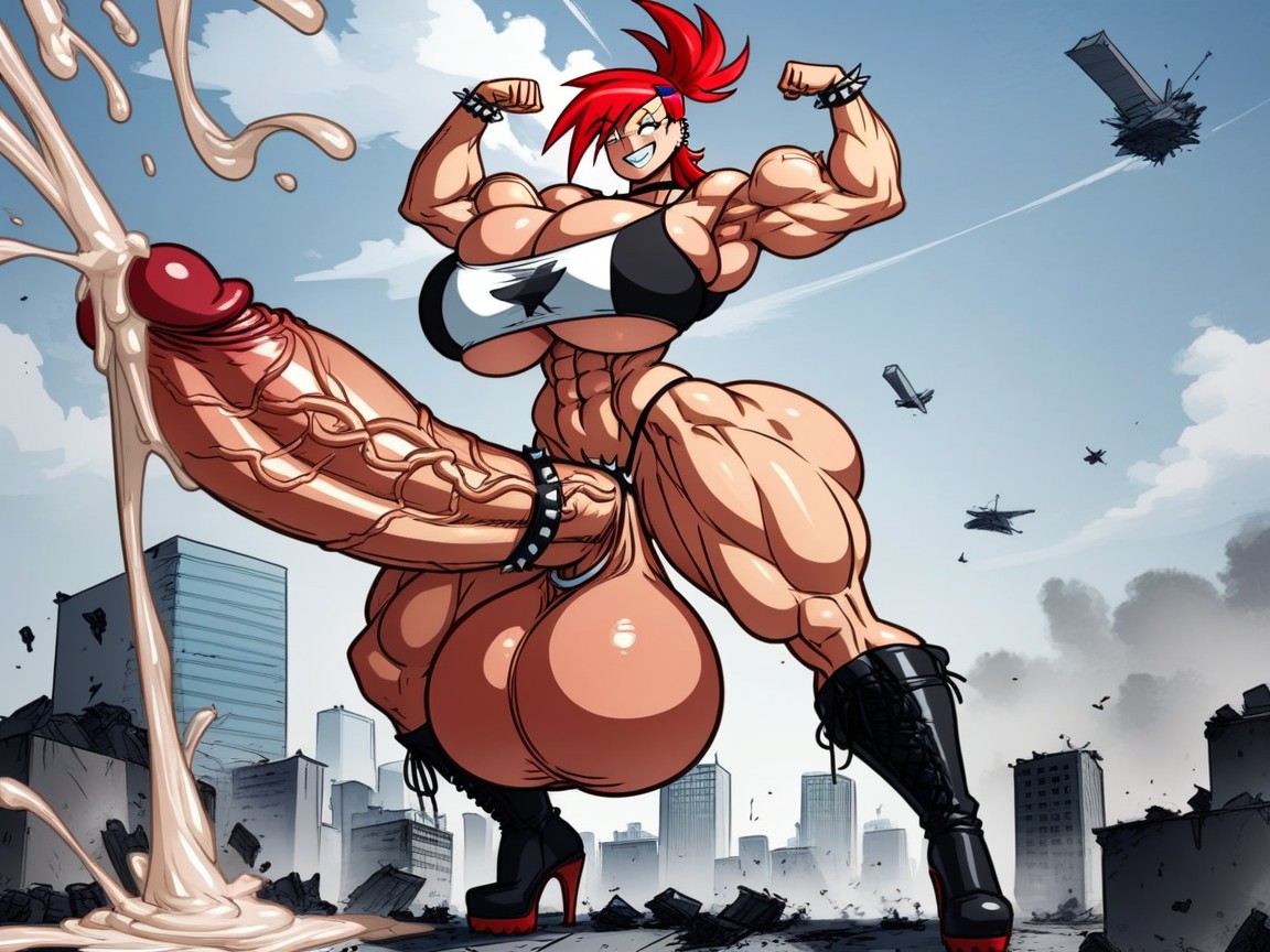 Gigantic, Hyper Muscular, Thick Thighs Shemale AI Porn