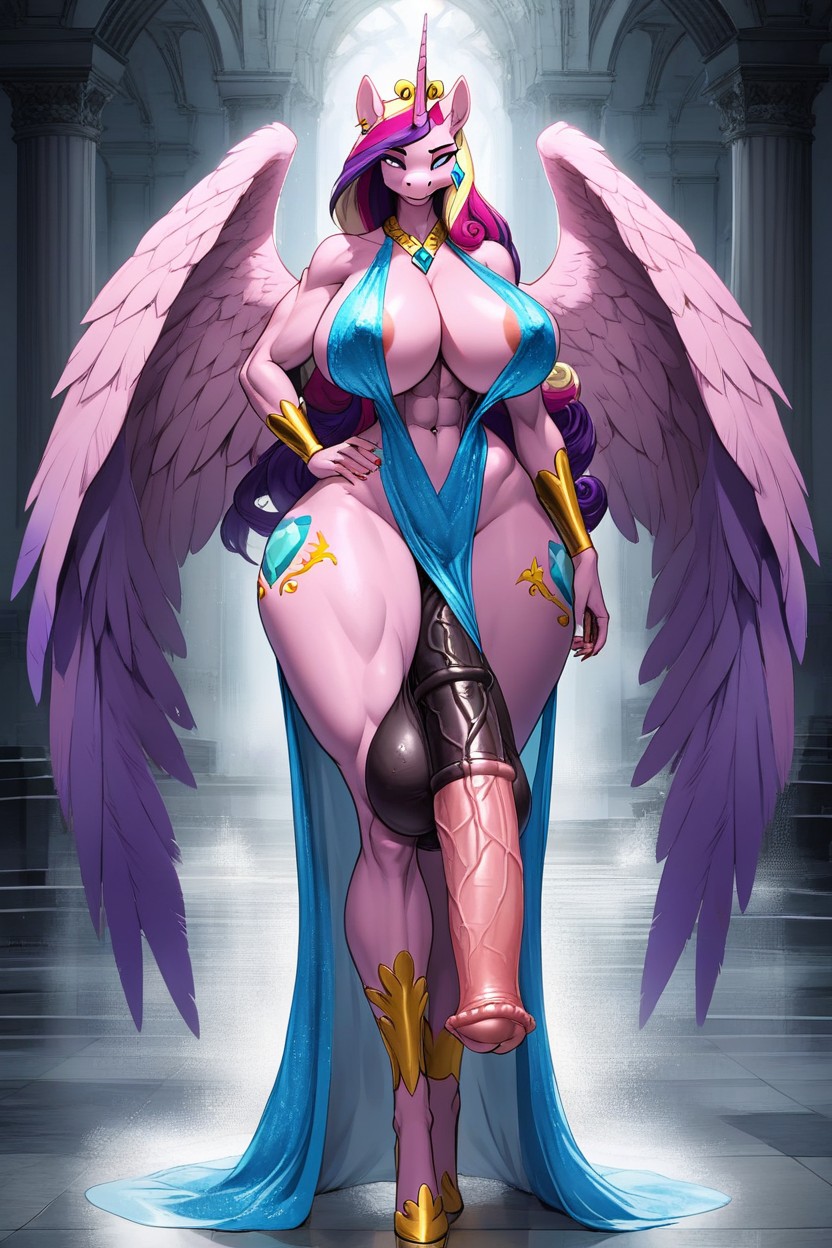 Futanari, Lustfull Expression, Fit Furry AI Porn
