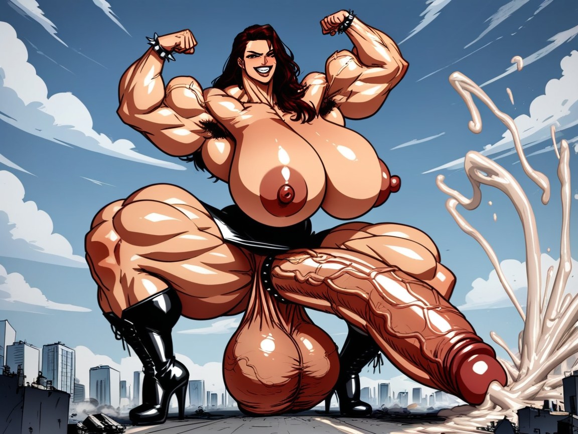 Huge Muscular Arms, Thick Cock, Thick Thighs Shemale AI Porn