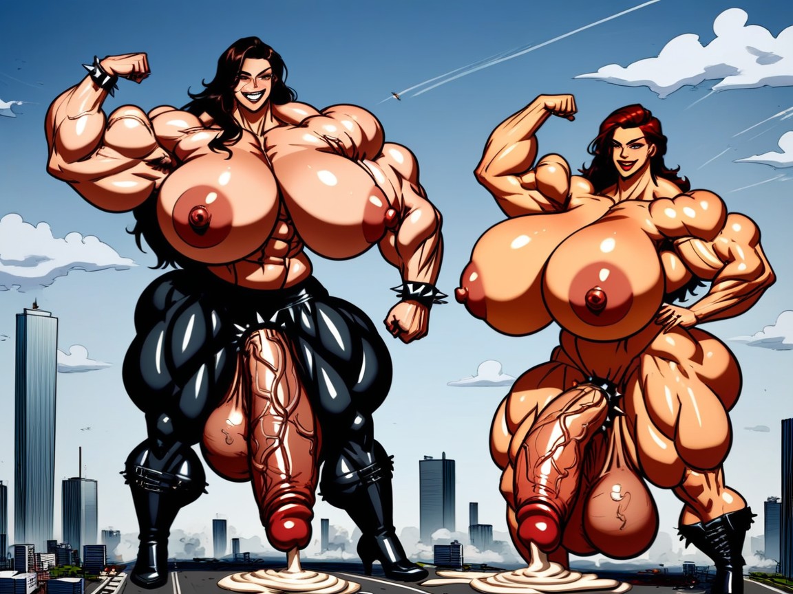 Hyper Balls, Ultra Muscular, Flaccid Penis Shemale AI Porn