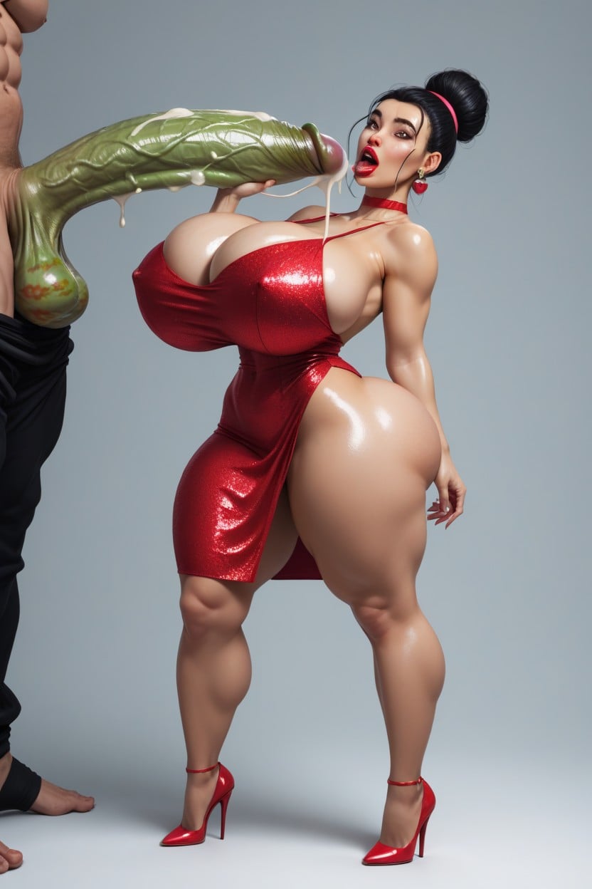 Red Cheeks, Piccolo, Lipstick Marks On Cock AI Porn