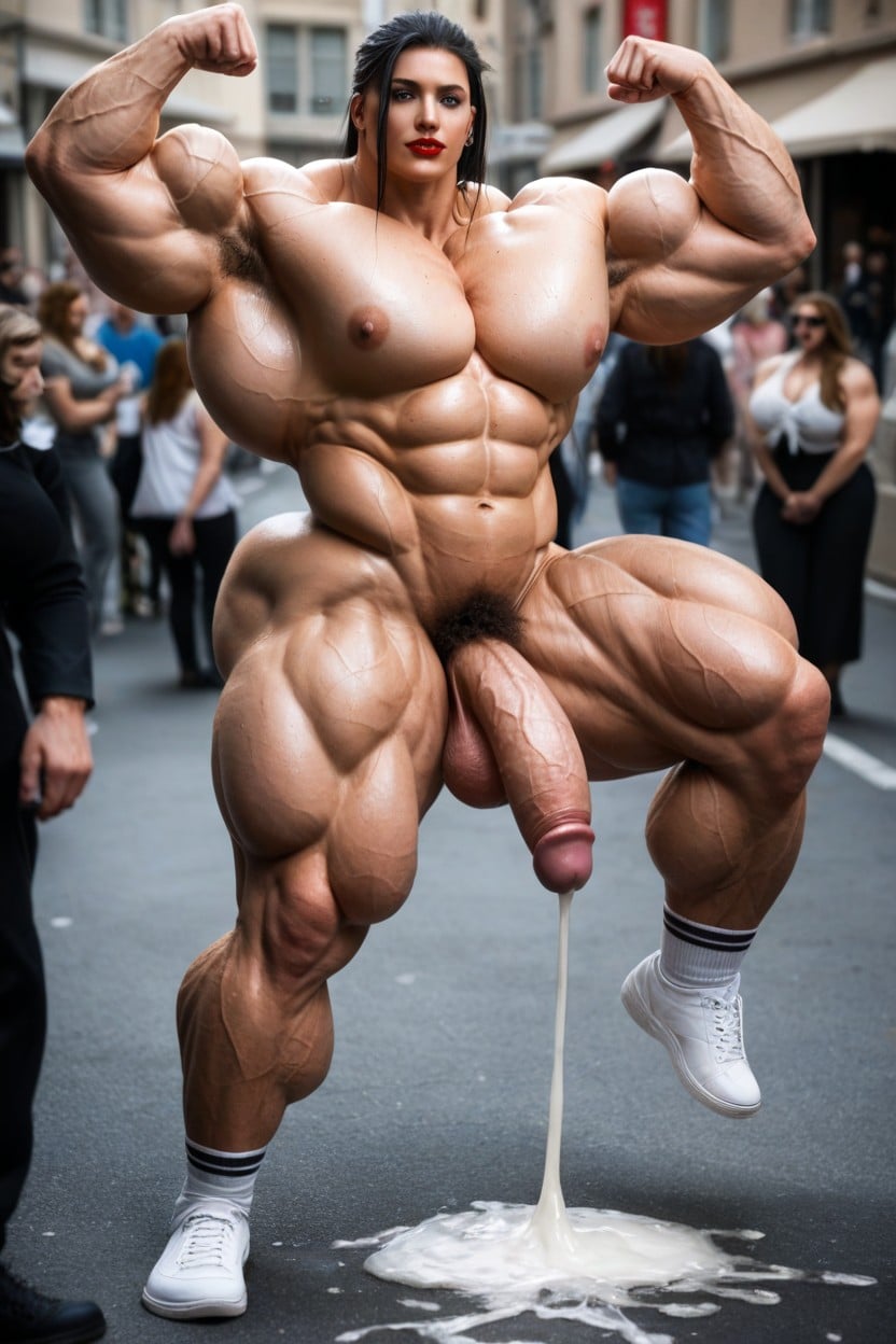 Cum, Flexing, Hyper Huge Quadricipes Shemale AI Porn