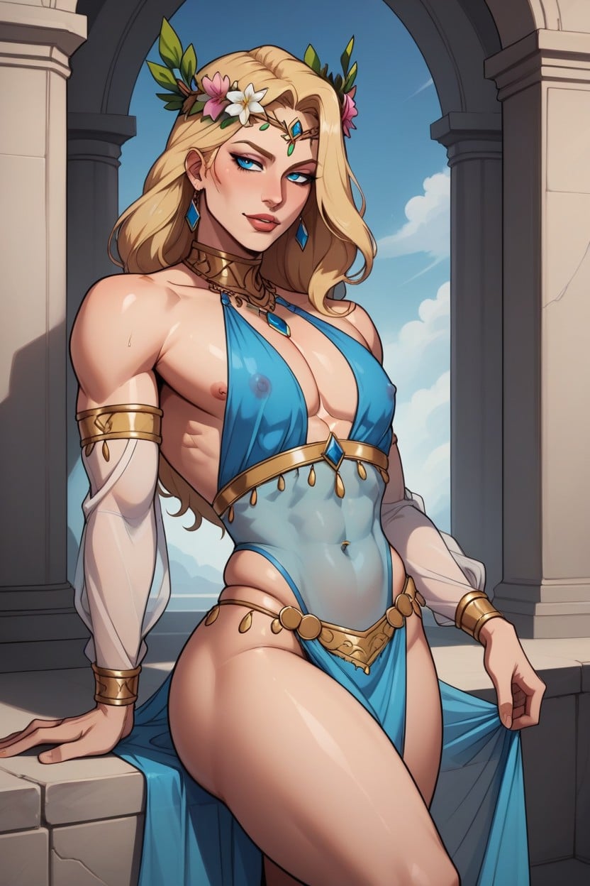 Seductive Eyes, Under Dress, Thighs AI Gay Porn
