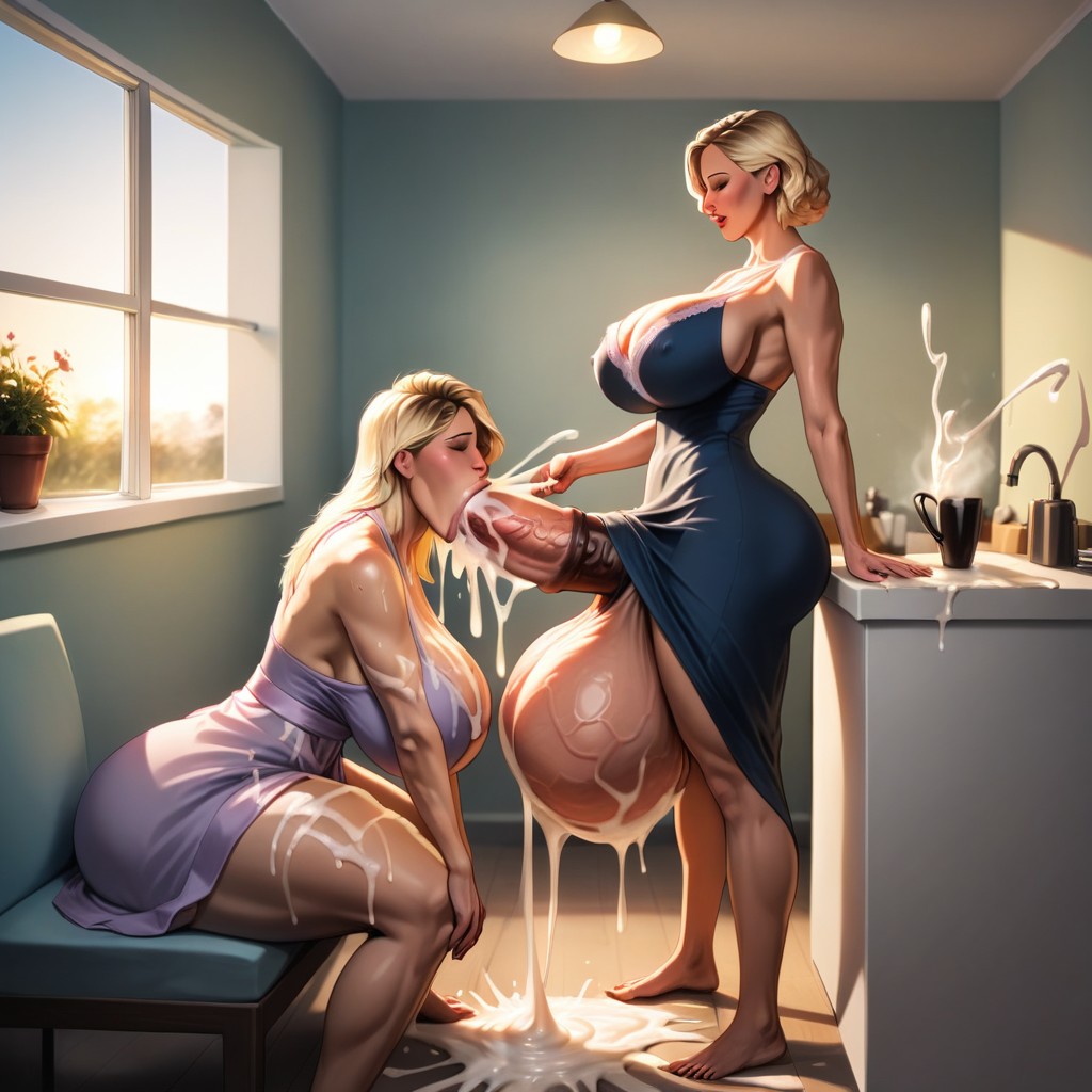 Messy Orgasm, Gigantic Ballsack Biggest Cock, Bathrobe Shemale AI Porn