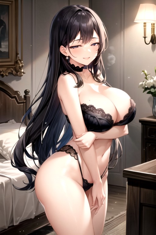 Adding Softness And Movement A Gentle, Looking At Viewer, Dark Brown Hair Hentai AI Porn