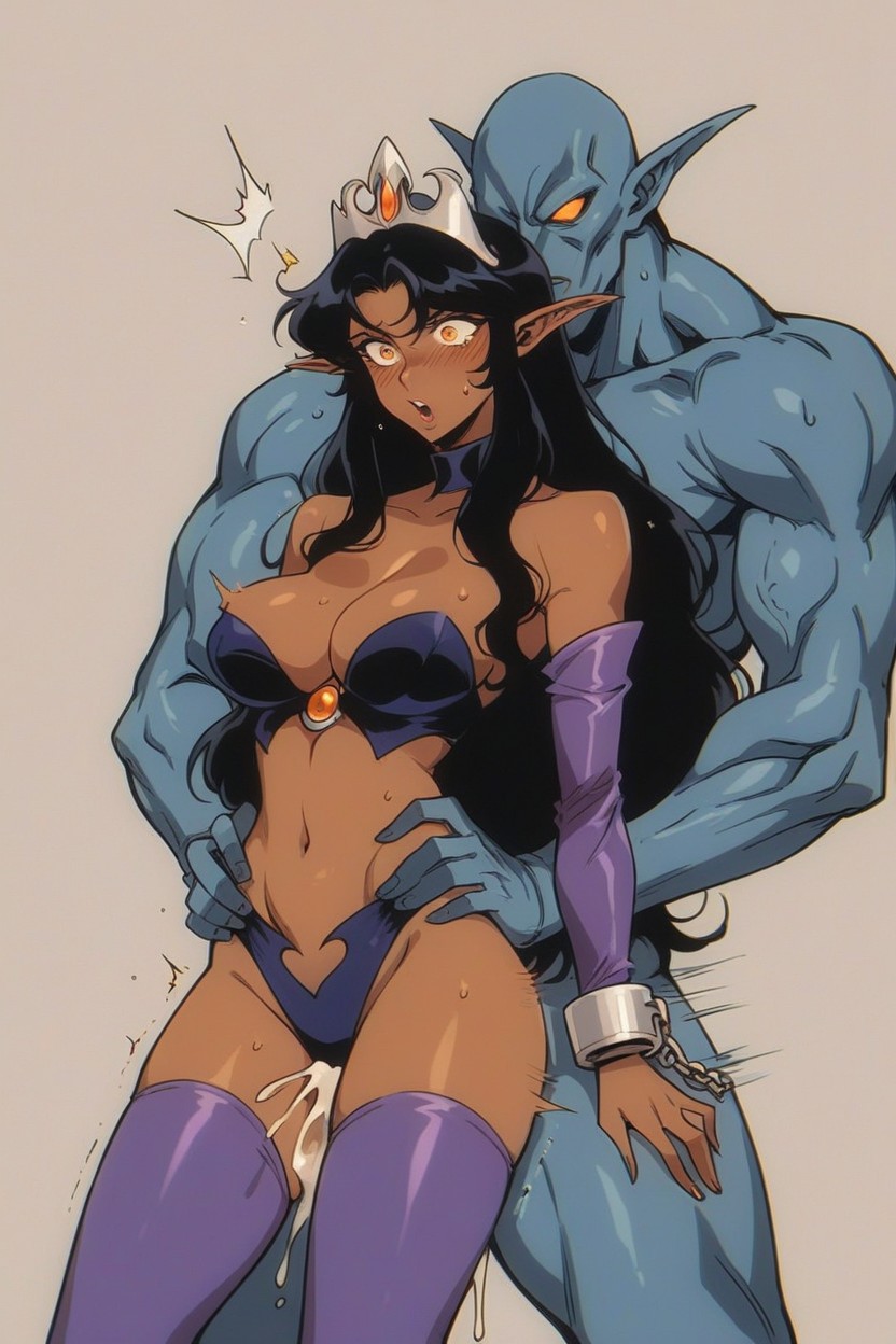 Shocked Face, Elf, Orange Eyes Hentai AI Porn