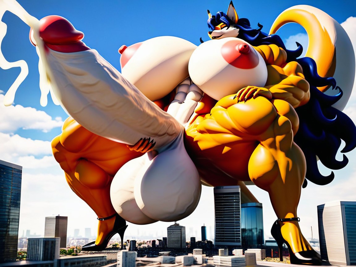 Cum, Thicc, Hyper Muscular Furry IA
