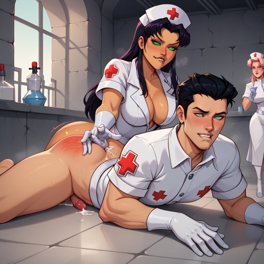 Nurse Blackfire Fingers A Mans Prostate, Sweaty, Fingers In A Mans Ass Hentai AI Porn