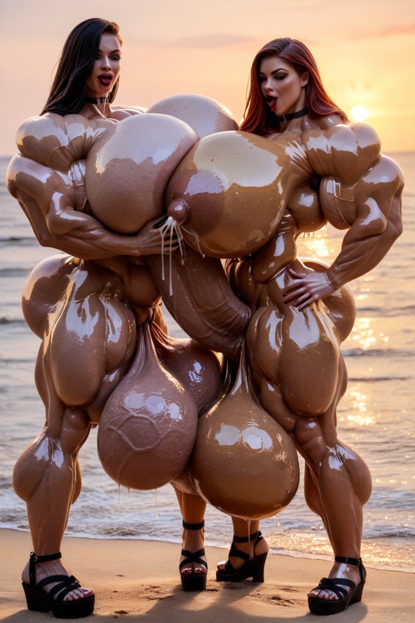 Jacked Striated Muscle, Gigantic Pendulous Tits, Extreme Ultra Striated Shapely Full Ripped Shemale AI Porn