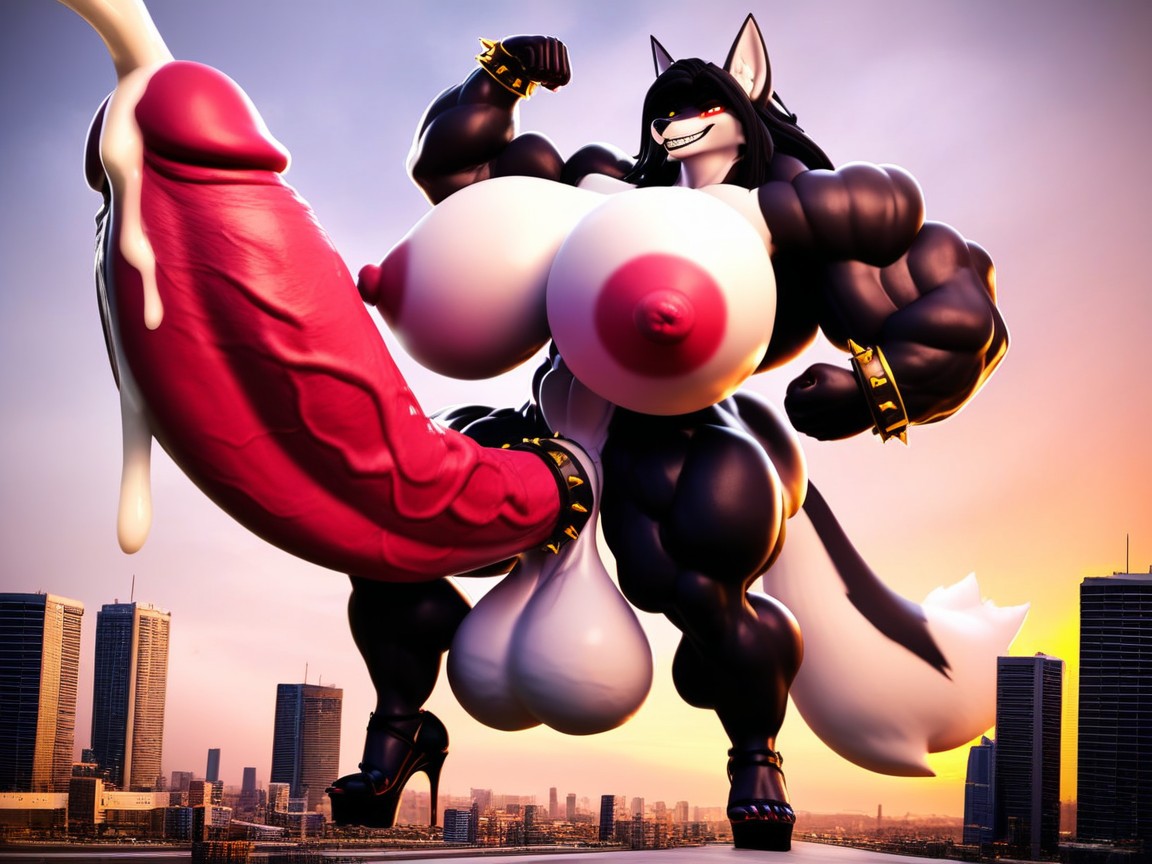Hyper Muscle, Toned, Futa Domination Furry AI Porn