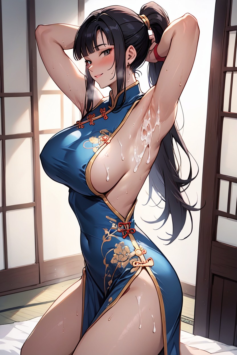 Cuming On Her Armpit, Sleeveless, Long Hair Hentai AI Porn