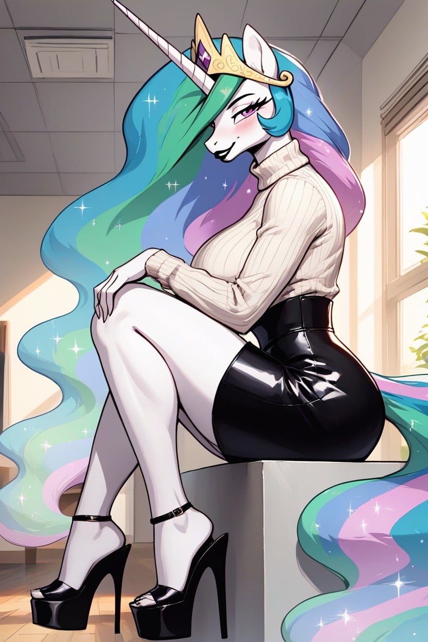 Medium Lips, Permed Hair, Underboob Furry AI Porn