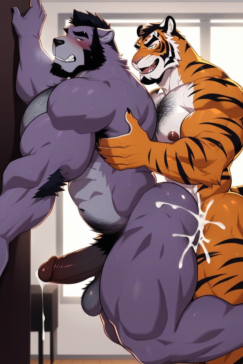 Gay, Doggystyle, Gay Tiger Big Dick Furry AI Porn