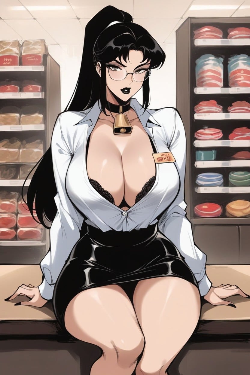 Squeezing Boob, Horny, Convenience Store Hentai AI Porn