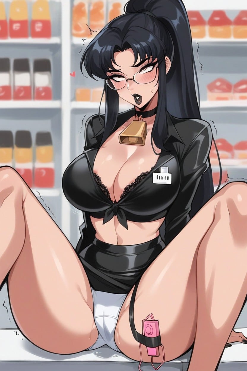 Convenience Store, Ahegao, Black Lipstick Hentai AI Porn