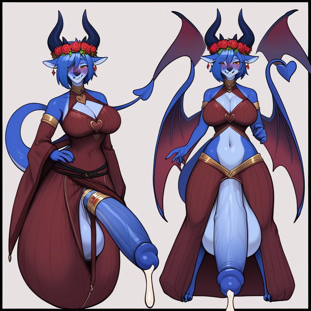 Succubus, All Males Scaly Dragon Blue Scales Thick Horny Dragon Penis Fox, Cosplay Furry AI Porn