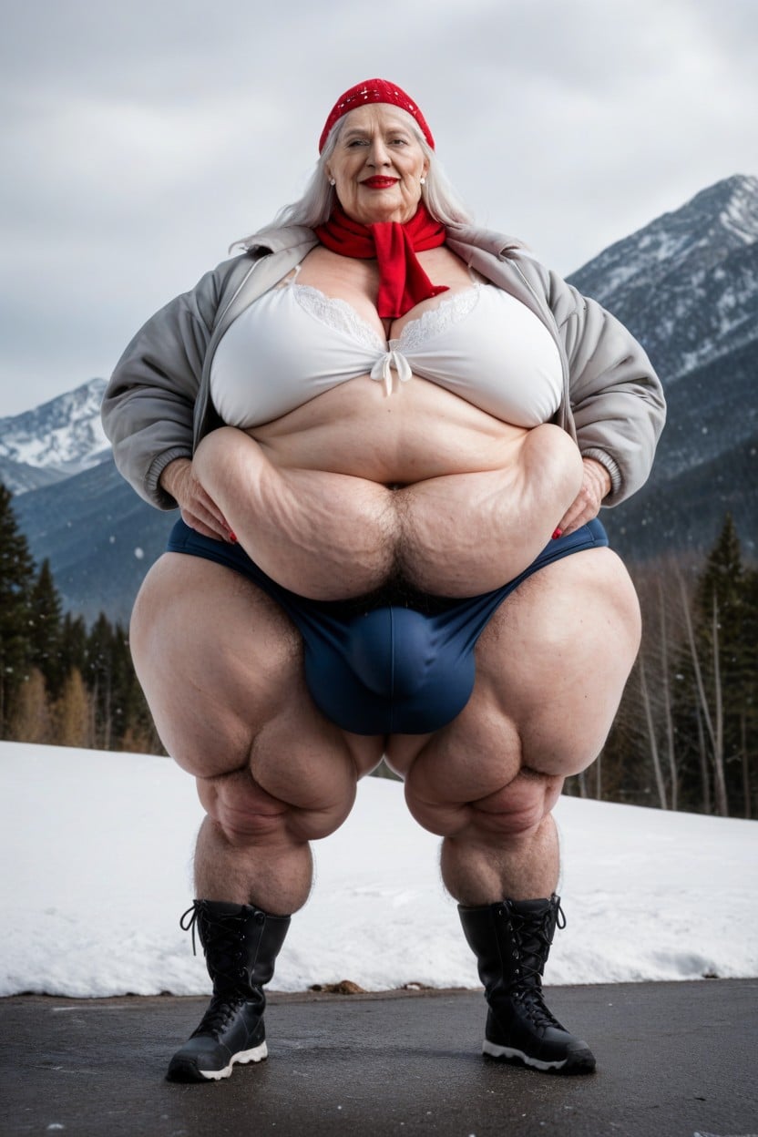 Impossibly Huge Ass, Standing, Huge Round Thighs Shemale AI Porn