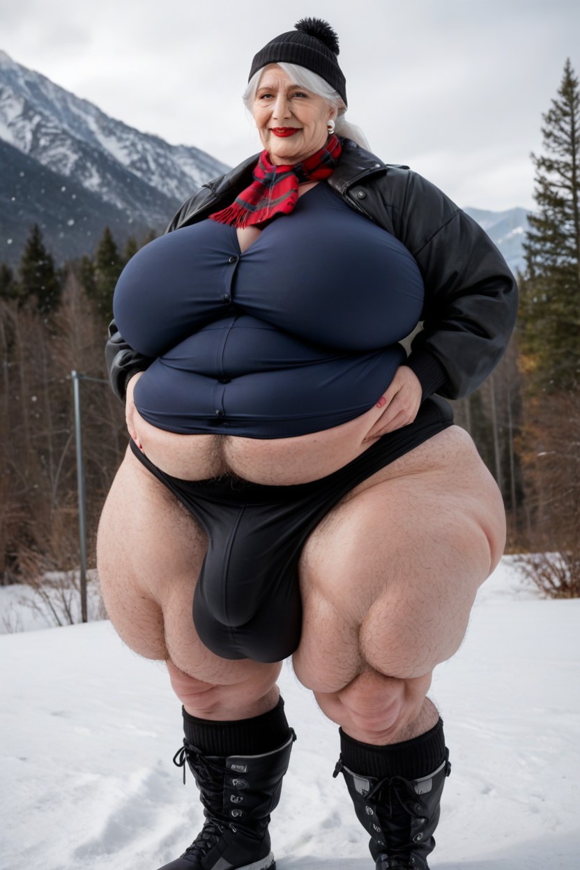 Huge Round Thighs, Obese, Impossibly Huge Ass Shemale AI Porn