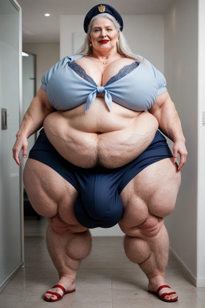 Gargantuan Breasts, Complete Doctor Uniform, Standing Shemale AI Porn