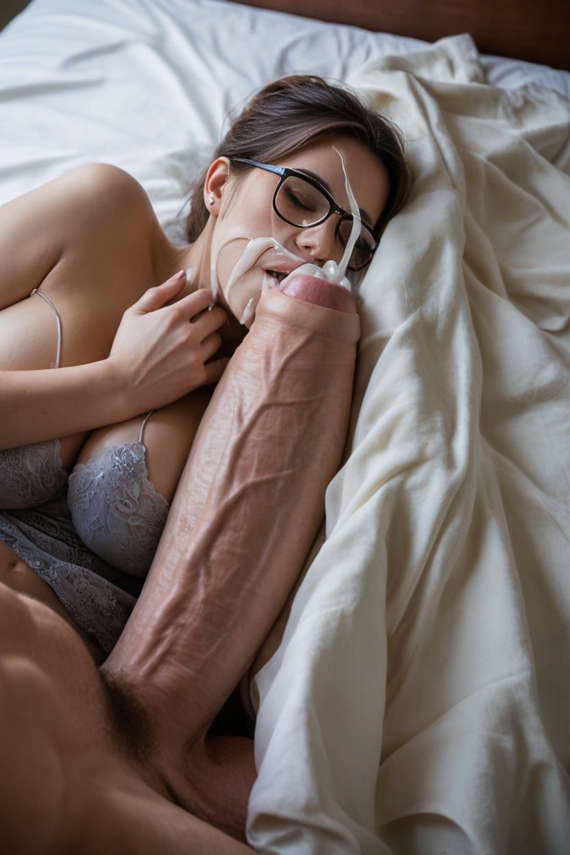 Enormous Penis, Closed Eyes, Man Jerking His Cock AI Porn