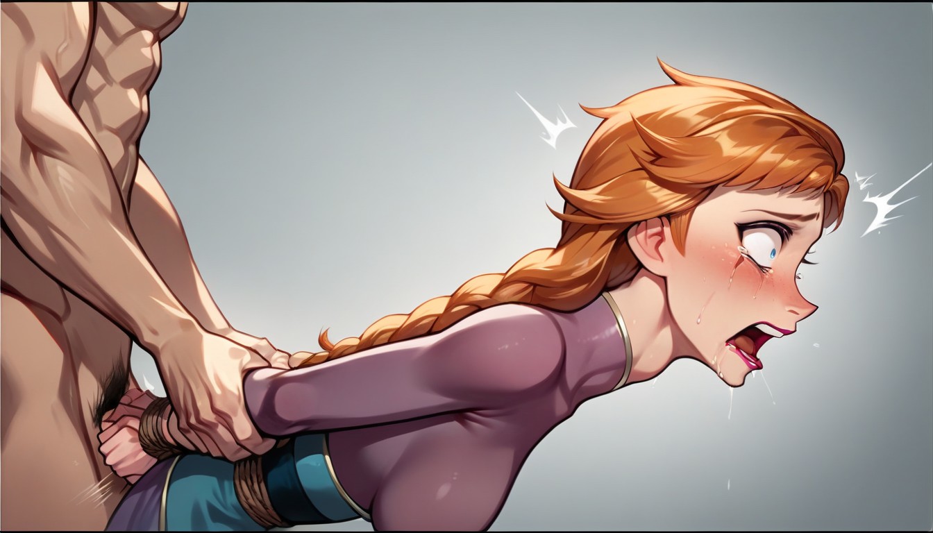 Снимок до талии, anna from frozen disney, hands tied behind the back, trans...