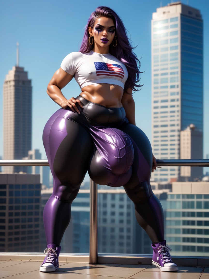 Purple Lipstick, Rooftop, Wide Hips AI Gay Porn