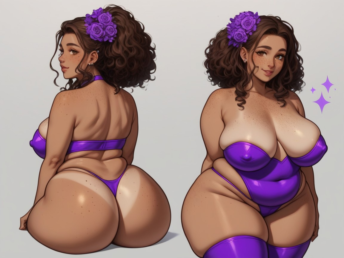 Soft Shadow, Wearing Purple Cheer Leader Clothes, Purple Thong Hentai AI Porn