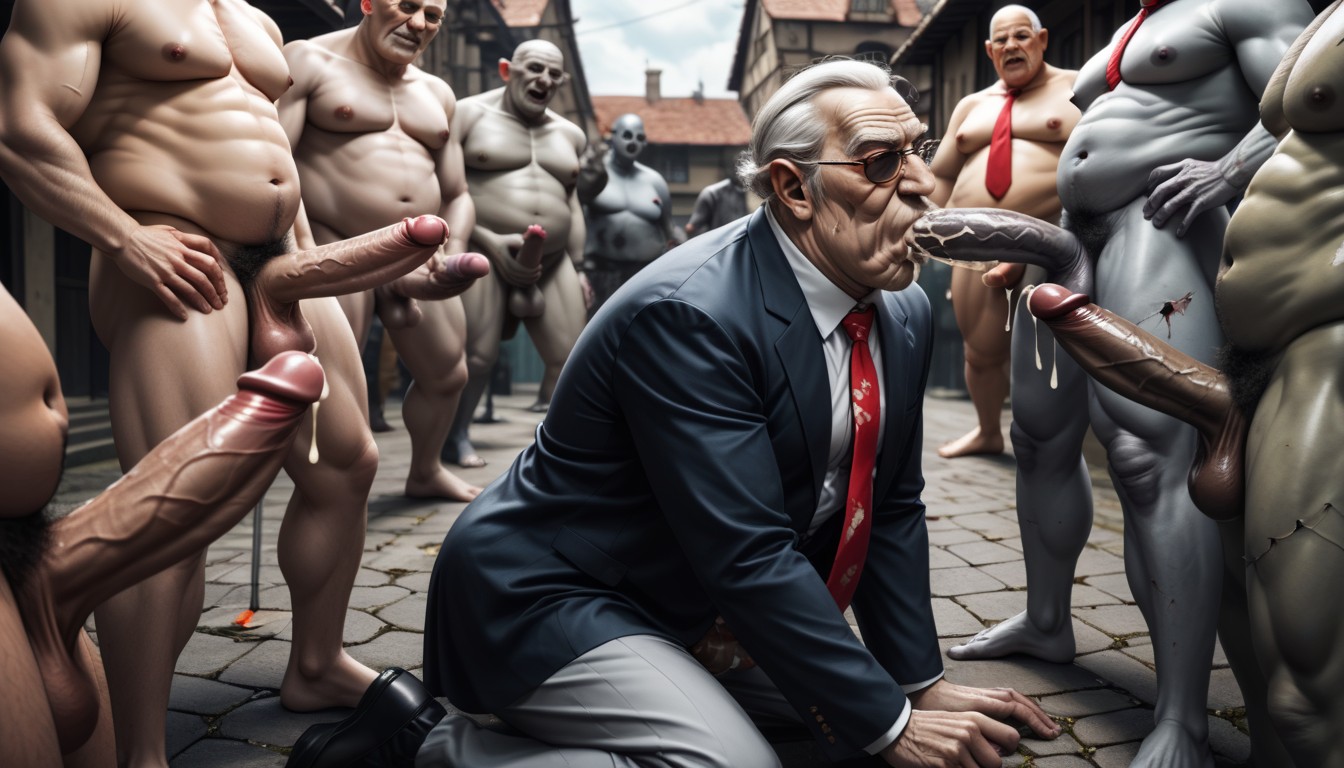 Gay, Kneeling, Bald AI Gay Porn