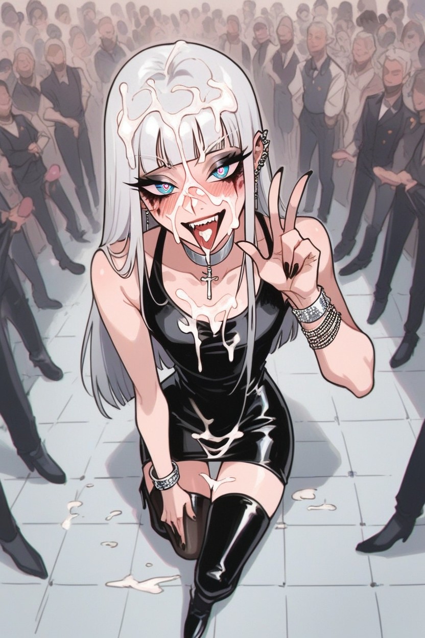 Skinny, Fancy Restaurant With Crowd In The Background, Silver Bracelets Hentai AI Porn