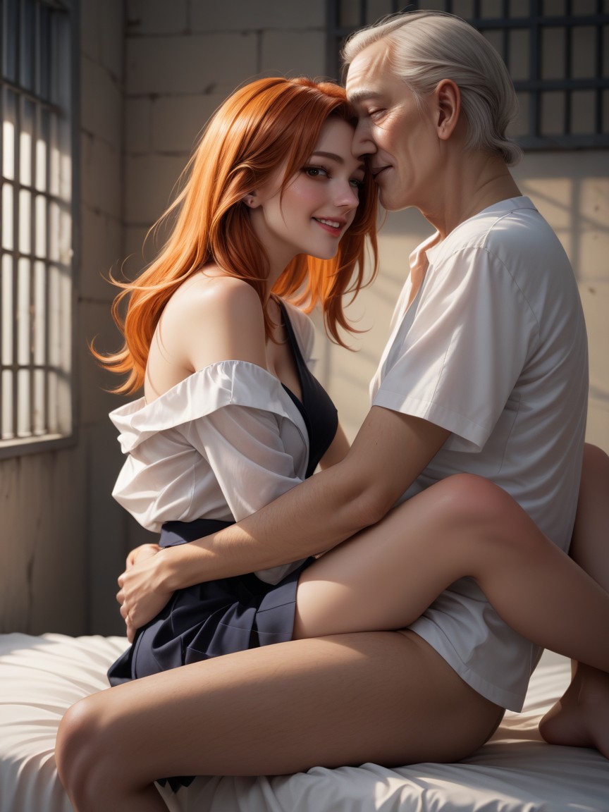 Old Man Leaning Forward, Long Legs, Feet AI Porn