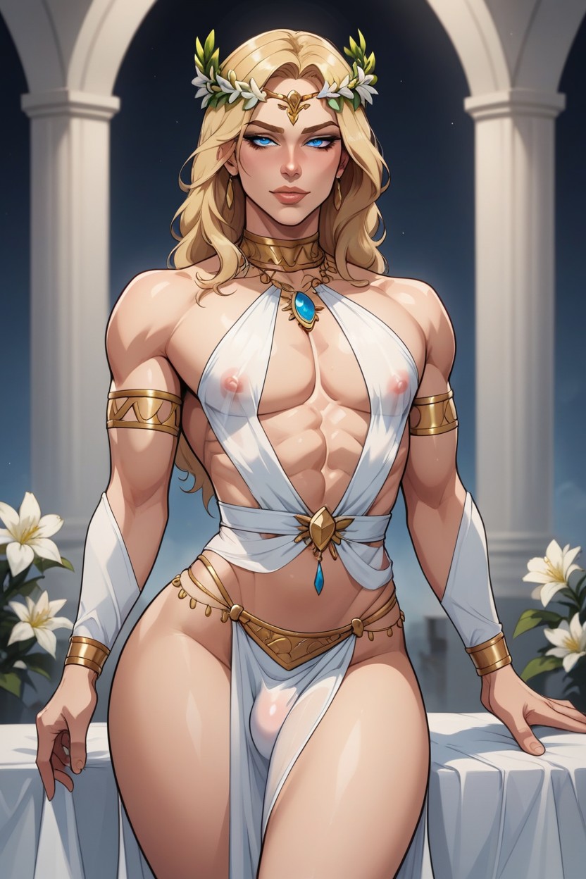 Under Dress, Ultra Detailed, See Through Nipples AI Gay Porn