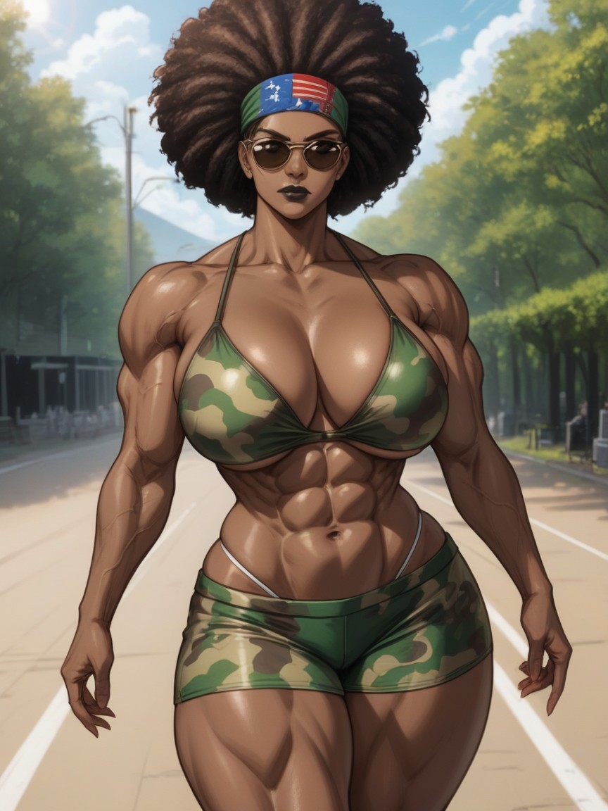 Serious Face, Tall Soldier Woman, Massive Firm Breasts Hentai AI Porn