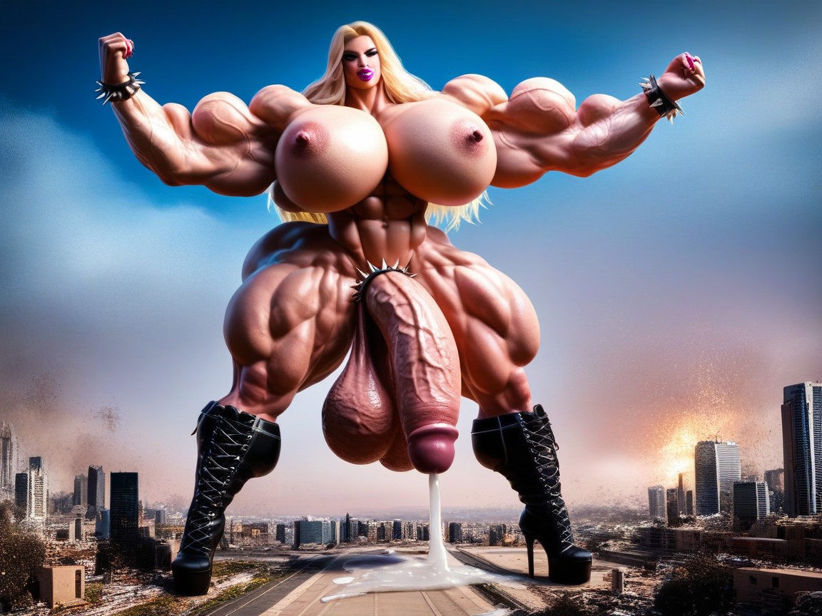 Abs, Flexing, Hyper Balls Shemale AI Porn
