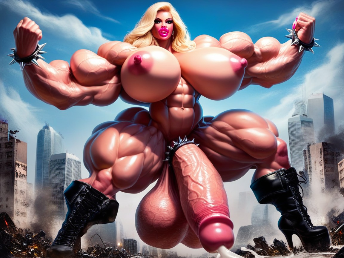 Bodybuilder, Huge Cock, Toned Shemale AI Porn
