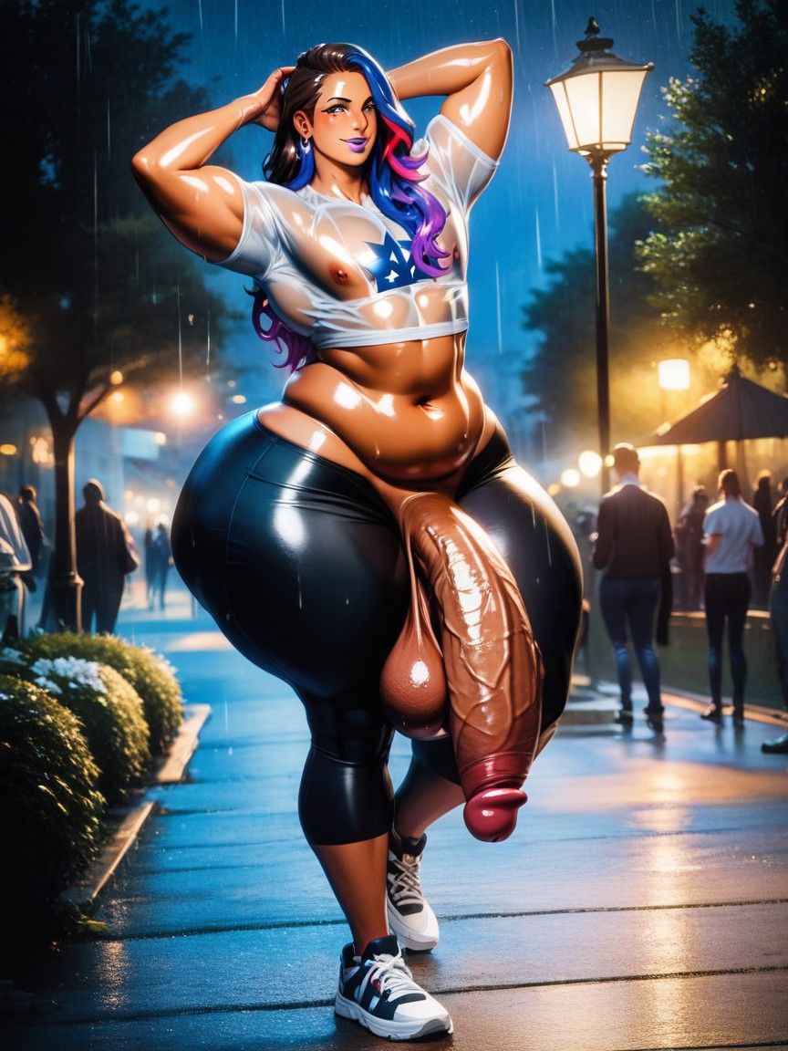 Purple Hair, Mucha Gente Alrededor, Black Hair Porno gay IA