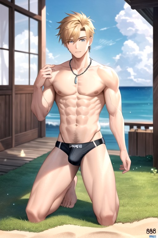 Starfish, Window, Muscular Male AI Gay Porn