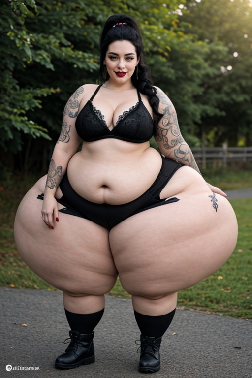 Massive Gigantic Hyper Thighs, Massive Ass, Tattoos On Arms AI Porn