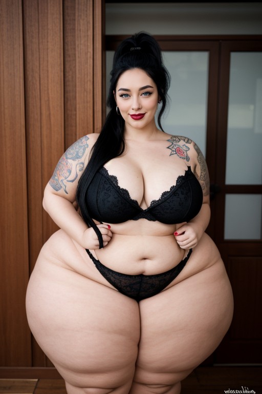 Mischievous (smiling While Blushing), Wide Hips, Cum On Thighs AI Porn