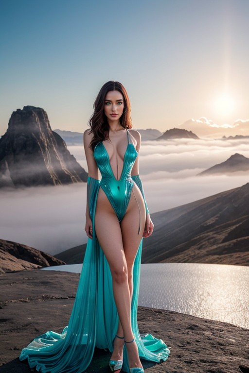 Cleavage, Iridescent Atmosphere, Full Body Close Up AI Porn