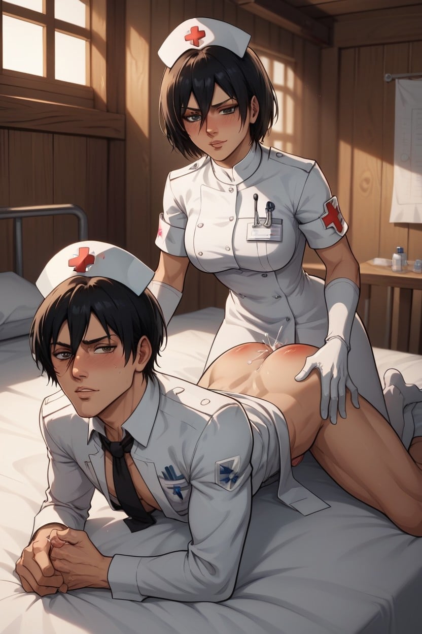 Mikasa Fingering Mans Prostate With Gloved Hands, Dominant Female, Fingering Prostate Hentai AI Porn