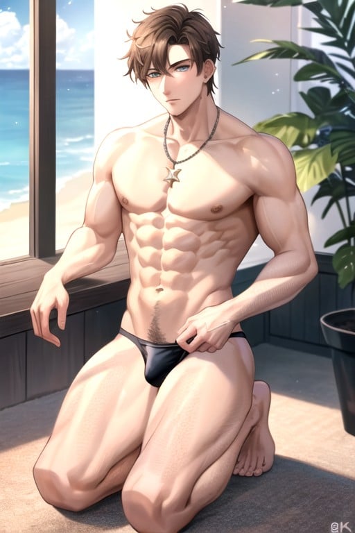 Pectorals, Sunlight, Thick Thighs AI Gay Porn