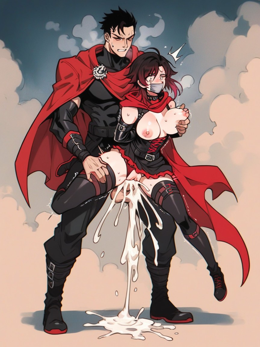 Cum, Red Panties, Motion Line Hentai AI Porn