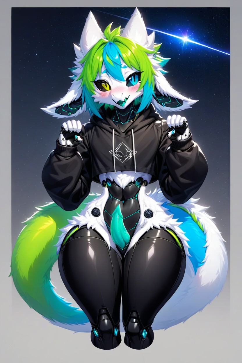 No Nipples, Long Fringe, Gay Furry AI Porn