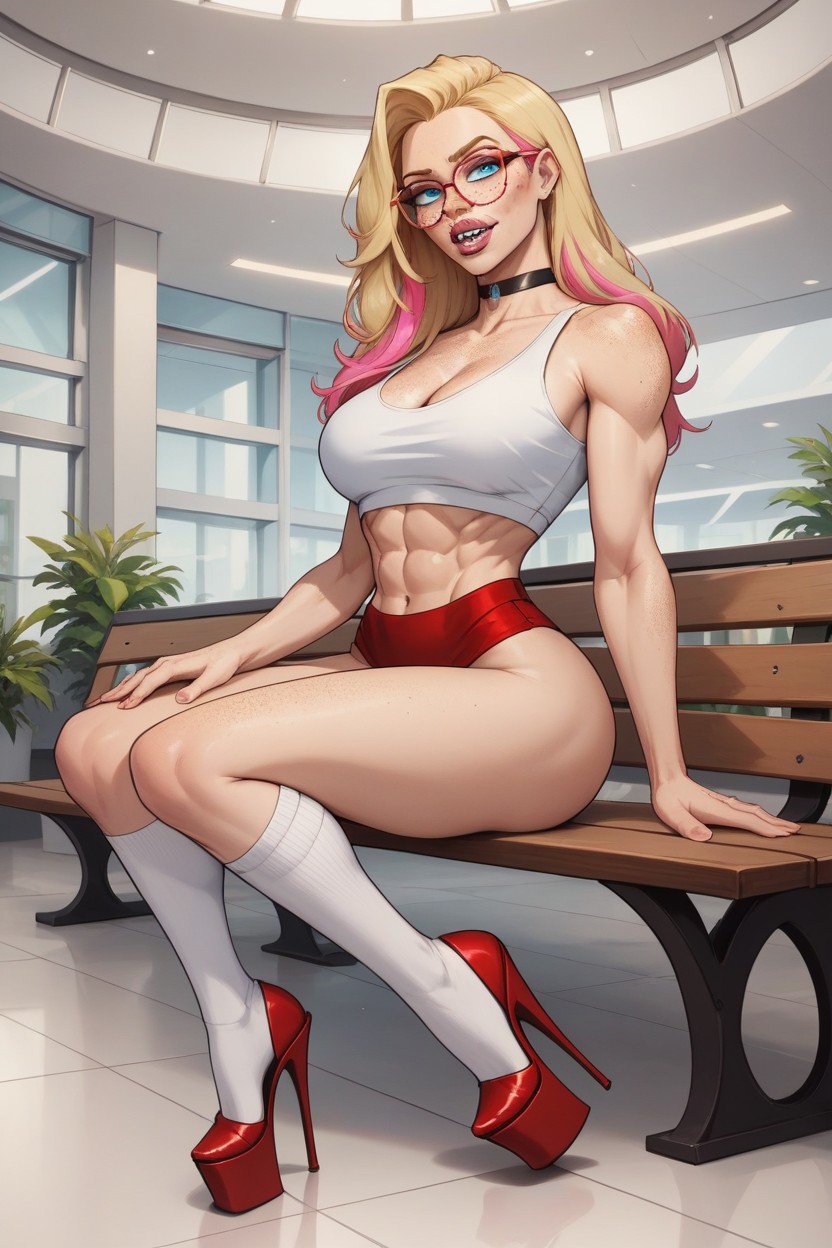 Freckles, Extrem High Sexy Hils, Blue Eyes AI Porn