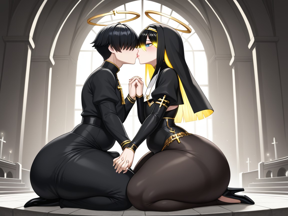 Full Body View, Church, Curvy AI Gay Porn