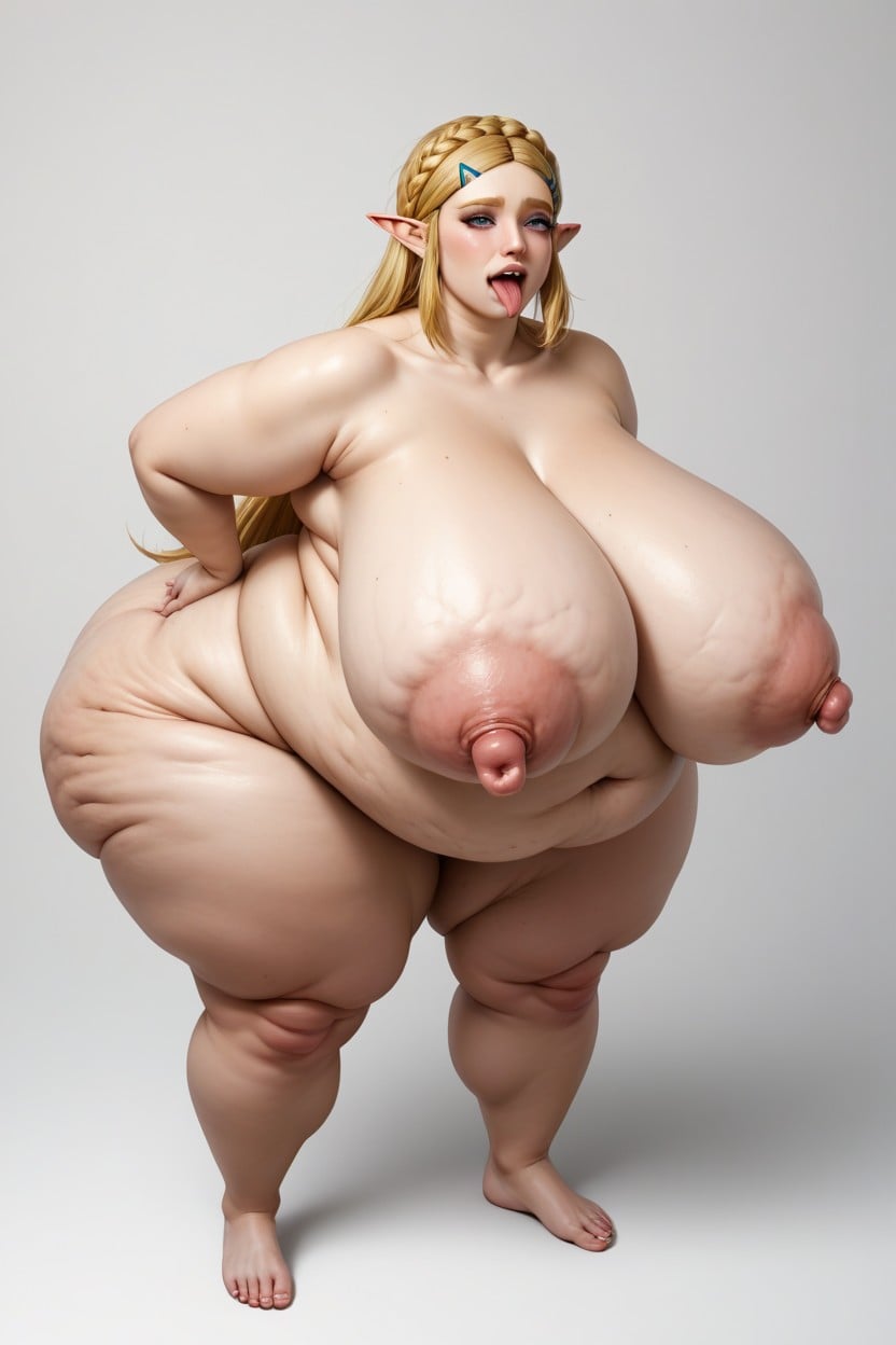 Hyper Eraser Nipples, Obese Neck With Fat Folds, Zelda With Chubby Face Porno IA